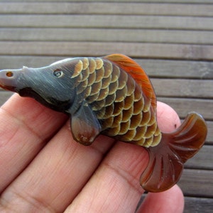 Hand carved KOI fish , Pendant, Buffalo horn carving, Jewelry making supplies B5333