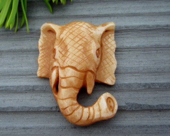 Unique Antique Look Hand Carved Elephant, Bone Carving, Elephant