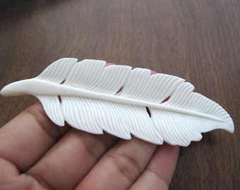 Extra large Feather Pendant Necklace, SIDE-DRILLED, Jewelry making supplies  B8270
