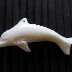 Hand Carved Adorable Dolphin, Pendant,  Natural Component, Jewelry making Supplies B4019