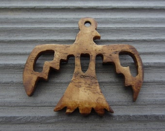 Carved Thunder bird,aged Bone, Pendant, Drilled cabochon, Jewelry making Supplies B3443