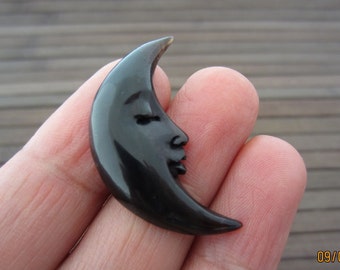 Hand Carved crescent Moon gesloten eye Cabochon, plat gesteund, versiering, sieraden maken Supplies B4520