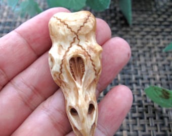 Hand Carved Raven Pendant, Side-Drilled,  Choker, Buffalo Bone Carving, Pendant Beads,Jewelry making Supplies B8535