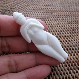 SALE Gorgeous Goddess  Gaia, Handmade . Ox bone carving, drilled   ,Jewelry making Supplies B4661