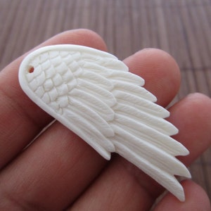Excellent handmade carved  wing, Seraphim, Single sided, drilled, Angel wing, Focal piece, Jewelry making Supplies B4515