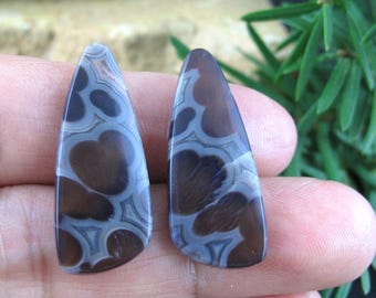 Indonesian orbicular agate pair cabochon, Natural cabochon, agate cabochon, Semiprecious stone, Jewelry making Supplies