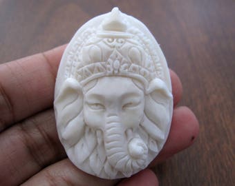 Gorgeous Ganesha Cabochon, Buffalo Bone, NOT Drilled, Bali Handmade supplies B8096
