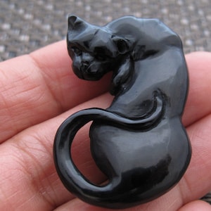 Hand Carved Jaguar,  Buffalo horn  Carving, Not Drilled, Jewelry making Supplies B8619