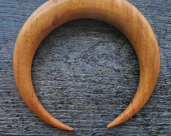 XL 100mm x 18mm Double Horn Crescent,  JackFruit Wood carving,  Not Drilledf, jewelry making Supplies B8231