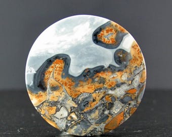 Disco redondo indonesio Maligano Jasper cabujón, piedra natural, piedra curativa B8996