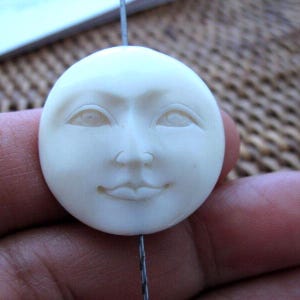 Gorgeous 25mm Moon Face Beads with Open Eyes, Drilled Top to Bottom, Single-Sided,  Jewelry  making supplies B5732