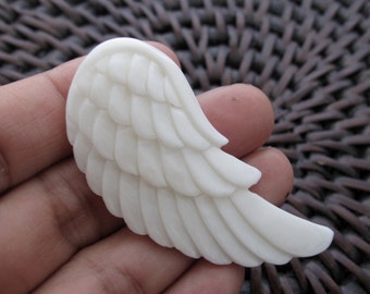 Beautiful Carved Angel Wing  , Seraphim, double sided carving, jewelry making supplies B6083