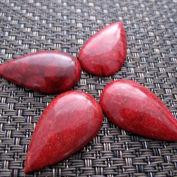 SALE Tear drop Red Coral cabochon, Jewelry making supplies  B8622