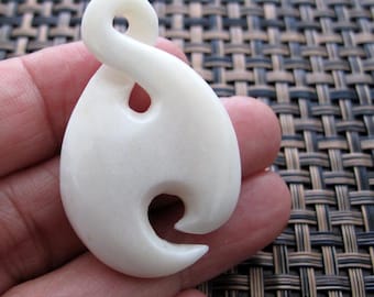 HAnd carved buffalo bone, Fancy hook pendant , Stringing, Tribal pendant Jewelry making Supplies