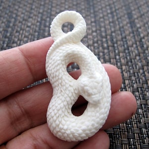 Beautiful Snake Pendant, Hand Carved from Buffalo Bone,  Village Handicraft, Jewelry making Supplies  B8756