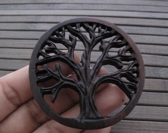 SALE Excellent Detail Handmade Carved Tree Of Life Pendant ,sono wood carving, Jewelry making Supplies B60755