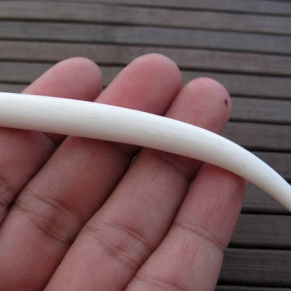 Our Longest Hand Carved Buffalo bone  Tusk , Buffalo Bone Carving, bone White, NOT Drilled,  B6880-10 mm  Thickness