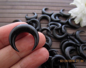 20 mm Doppelhorn Halbmond Büffelhorn Schnitzerei, NICHT GEBOHRT, Grosshandel, Schmuckherstellung Zubehör B5937-6 mm Dicke