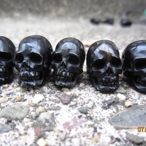 Hand Carved Buffalo Horn Skull Beads, 5 Piece Set,  DRILLED Side to Side  B5230