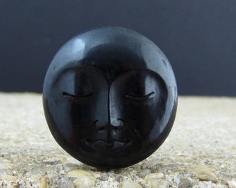 Gorgeous  20 mm Moon Face Cabochon with CLOSED Eyes, Hand Carved Buffalo Horn  , Jewelry  making supplies B4905