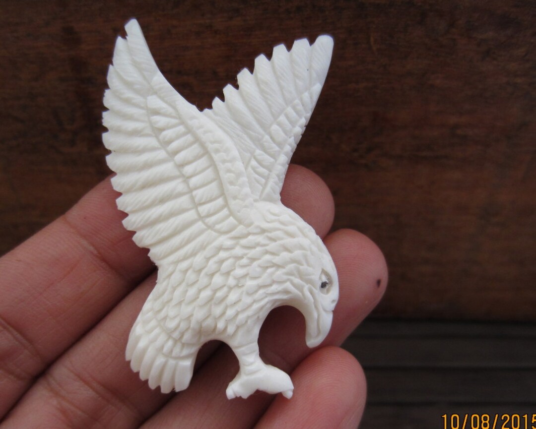 Hand Carved Flying Eagle Ox Bone Carving Supplies Etsy