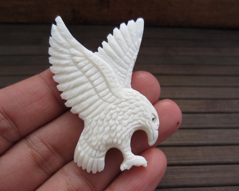 Hand carved Flying Eagle Ox bone carving Supplies Etsy