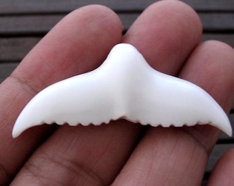 AAA Beautifully Hand Carved Buffalo Bone Whale Tail, Side Drilled,  Jewelry making Supplies B6545