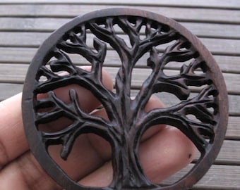 Excellent Detail Handmade Carved Tree Of Life Pendant ,sono wood carving, Jewelry making Supplies B60755