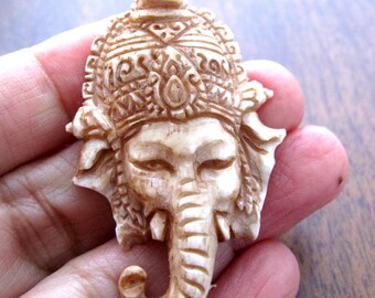 Antique looked   Ganesha Pendant , side Drilled, Focal Pendant, Bali Handmade supplies B5493