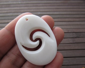 sale carved Koru symbol, swirl  Design, Carved bone, Focal piece, Jewelry making Supplies  B4136