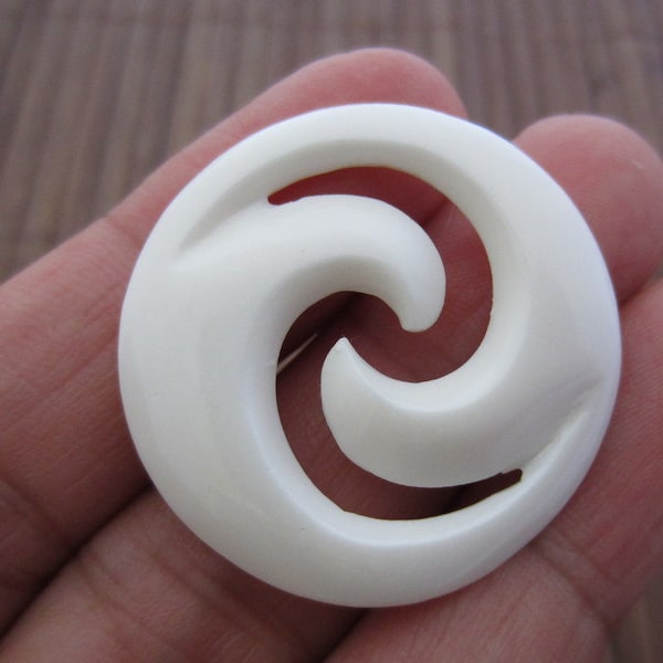 One of a kind Hand carved Koru symbol, swirl  Design, Carved Buffalo bone, Focal piece, Jewelry making Supplies  B4020