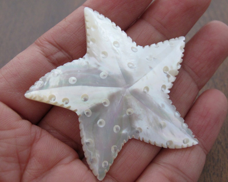 Jewelry making supplies B8506 Yellow Mother of Pearl Large Hand Carved Starfish