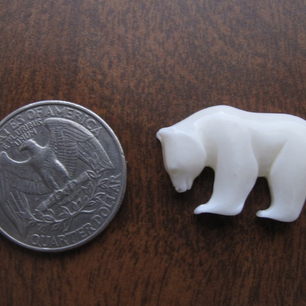 Smaller version carved Bear  , Buffalo bone carving, Jewelry making Supplies B8563