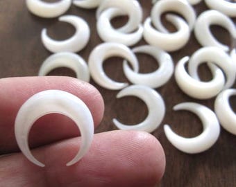 15mm Double Horn Crescent, Fresh Water Mother of Pearl,  Pearly White, NOT Drilled, Hand Carved, Jewelry Making Supplies,  B6788