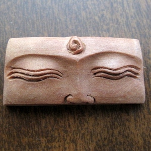Buddha faces, sabo wood carving, Flat backed , Jewelry making supplies B8037