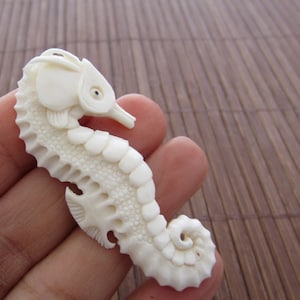 Excellent  Quality , Carved  Bone Seahorse, Single-Sided, Jewelry Supplies B4016