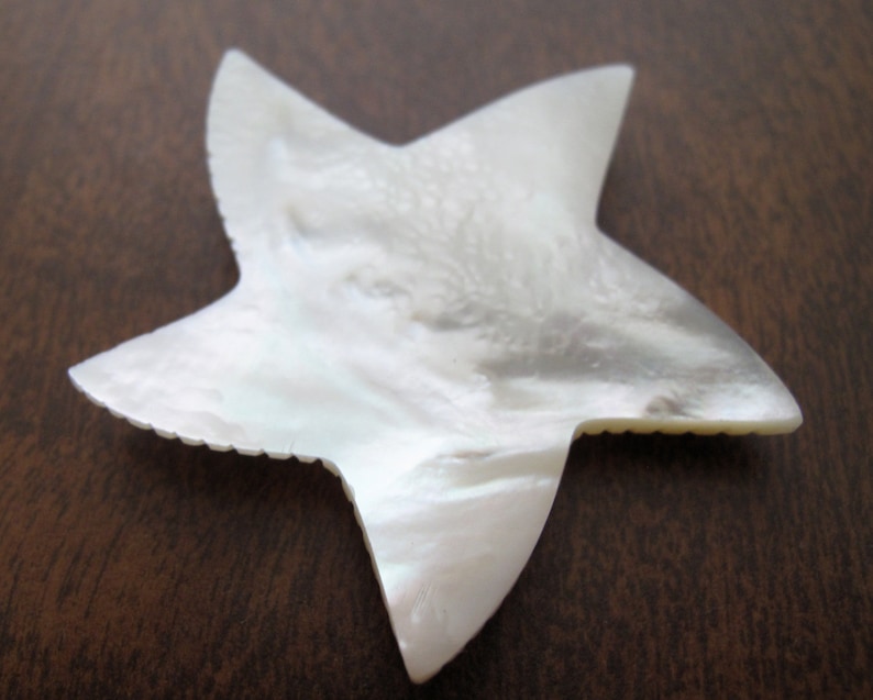 Jewelry making supplies B8506 Yellow Mother of Pearl Large Hand Carved Starfish