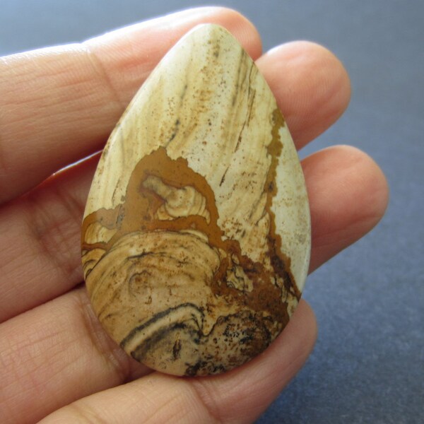 Tear Drop Owyhee Picture Jasper Cabochon,  Landscape Stone Natural Gemstone Cabochon B154