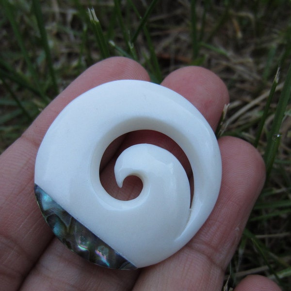 Maori Koru pendant ,  swirl  Design, Carved bone, Focal piece, Jewelry making Supplies  B4646