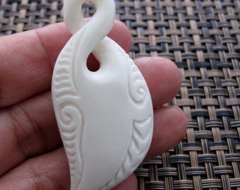 Gorgeous carved buffalo bone, Fancy hook pendant , Stringing, Tribal pendant Jewelry making Supplies
