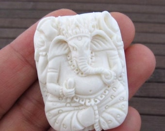 Gorgeous hand carved GANESHA  ,Buffalo Bone carving, Jewelry making Supplies B3761