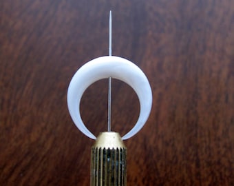 15mm Double Horn Crescent, Fresh Water Mother of Pearl, PEARLY WHITE, Drilled, Hand Carved, Jewelry Making Supplies,  B6788