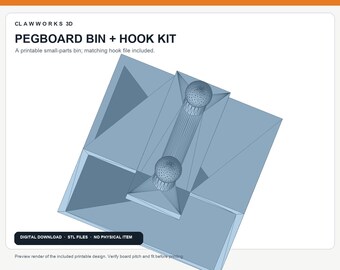 Pegboard Bin and Hook Kit — Digital download