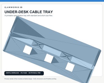 Under-Desk Cable Management Tray — Digital download