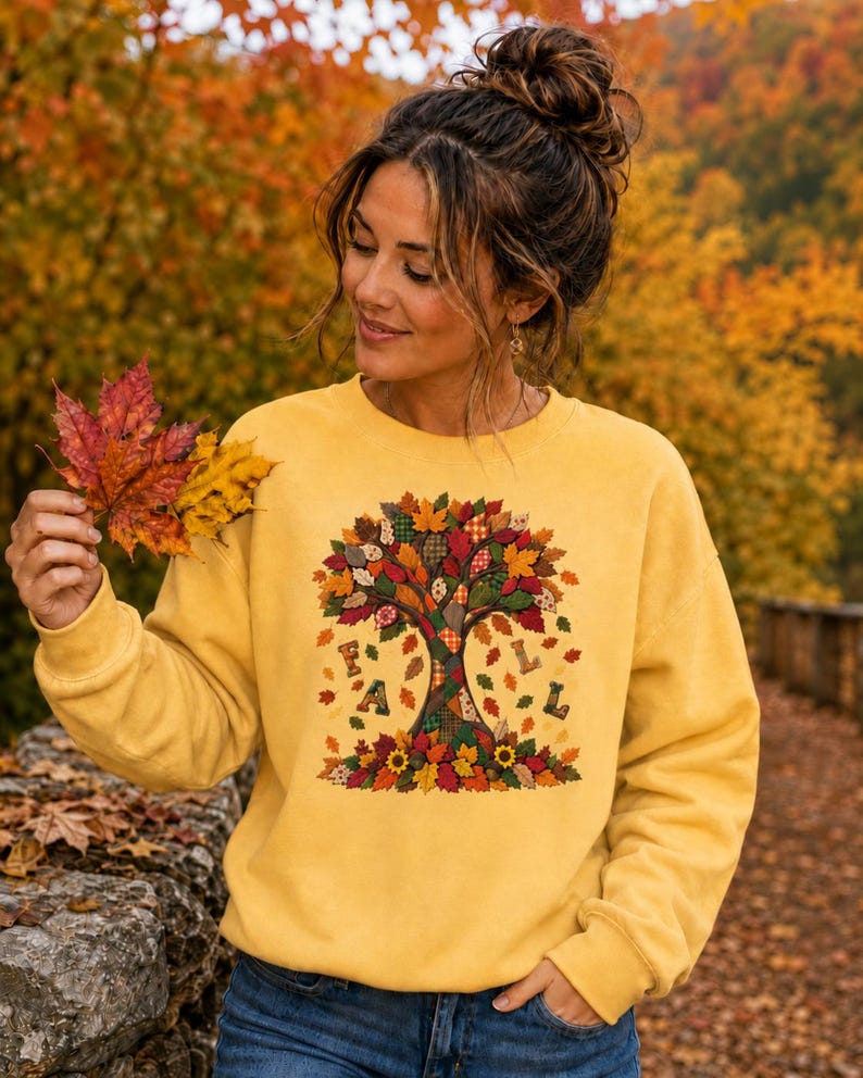 Problem Tree Visual Layout Quilted Look Fall Tree Shirt - Etsy Australia