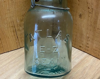 ATLAS E Z Seal  Canning Jar Blue JAR B