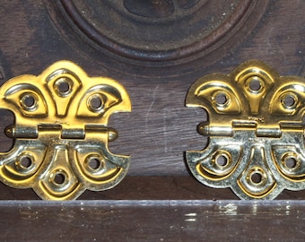 Vintage Butterfly Hinges Brass Chrome or Flat Black