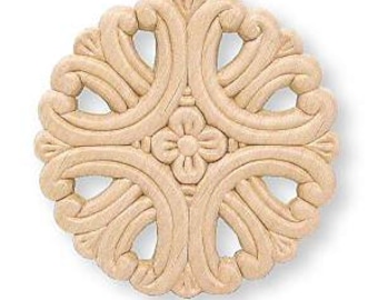 Medallion w/ Cut Outs & Small Flower Center 3-3/4" Applique - Large Round