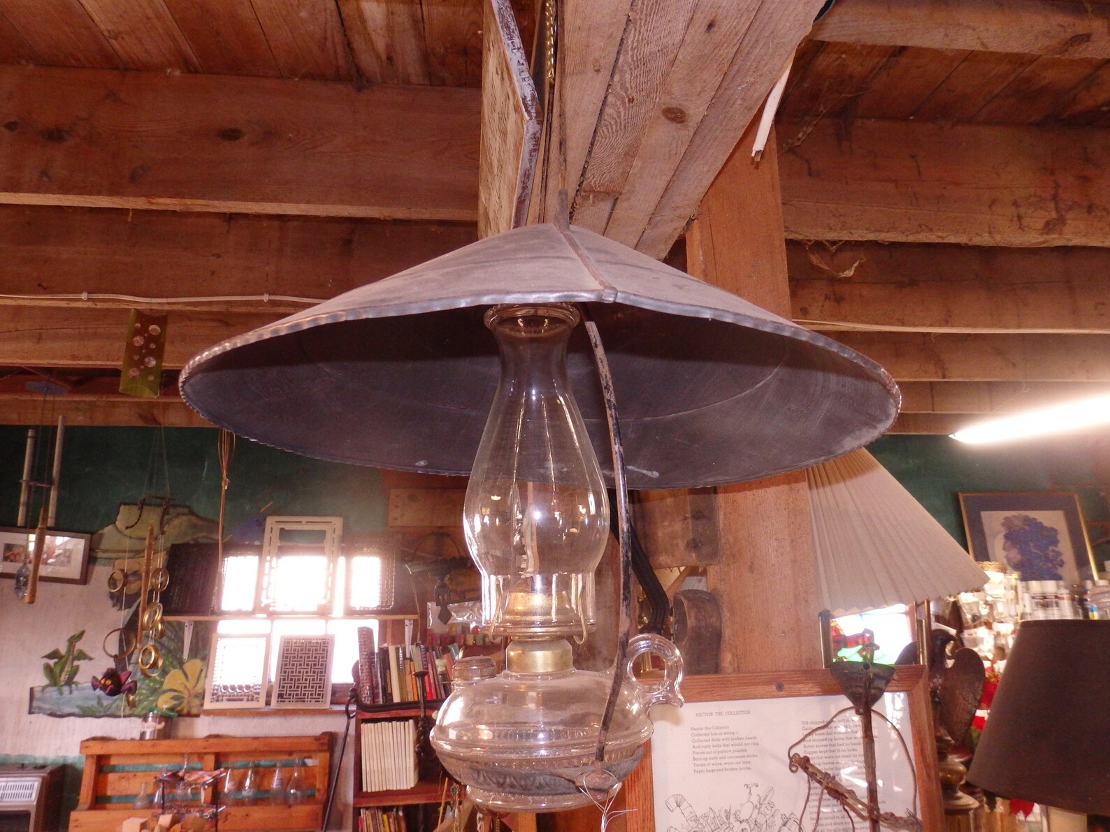 Antique Hanging Kerosene Lamp Holder with Tin Shade Etsy