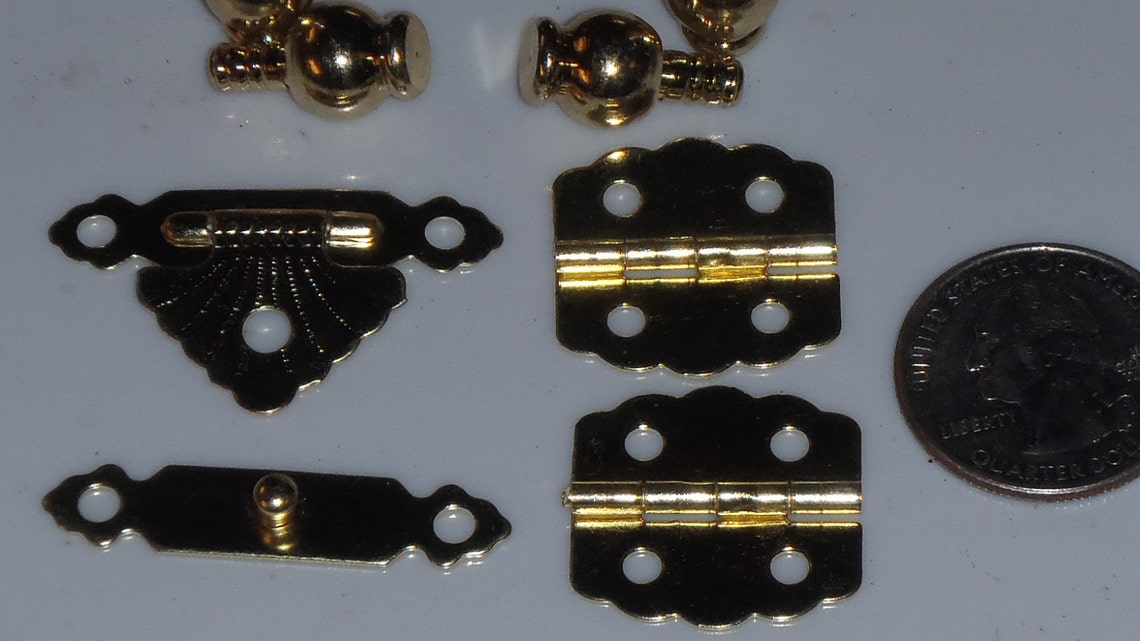 Box or Humidor Hardware Hinges Latch & Feet Bright Brass Etsy
